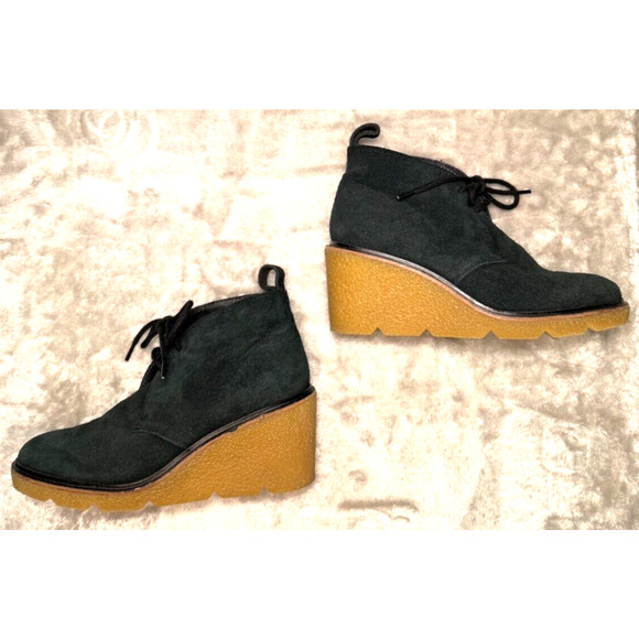Clarks Originals Black Suede Desert Wedge Chukka Boots Womens Size 7 - Picture 3 of 8